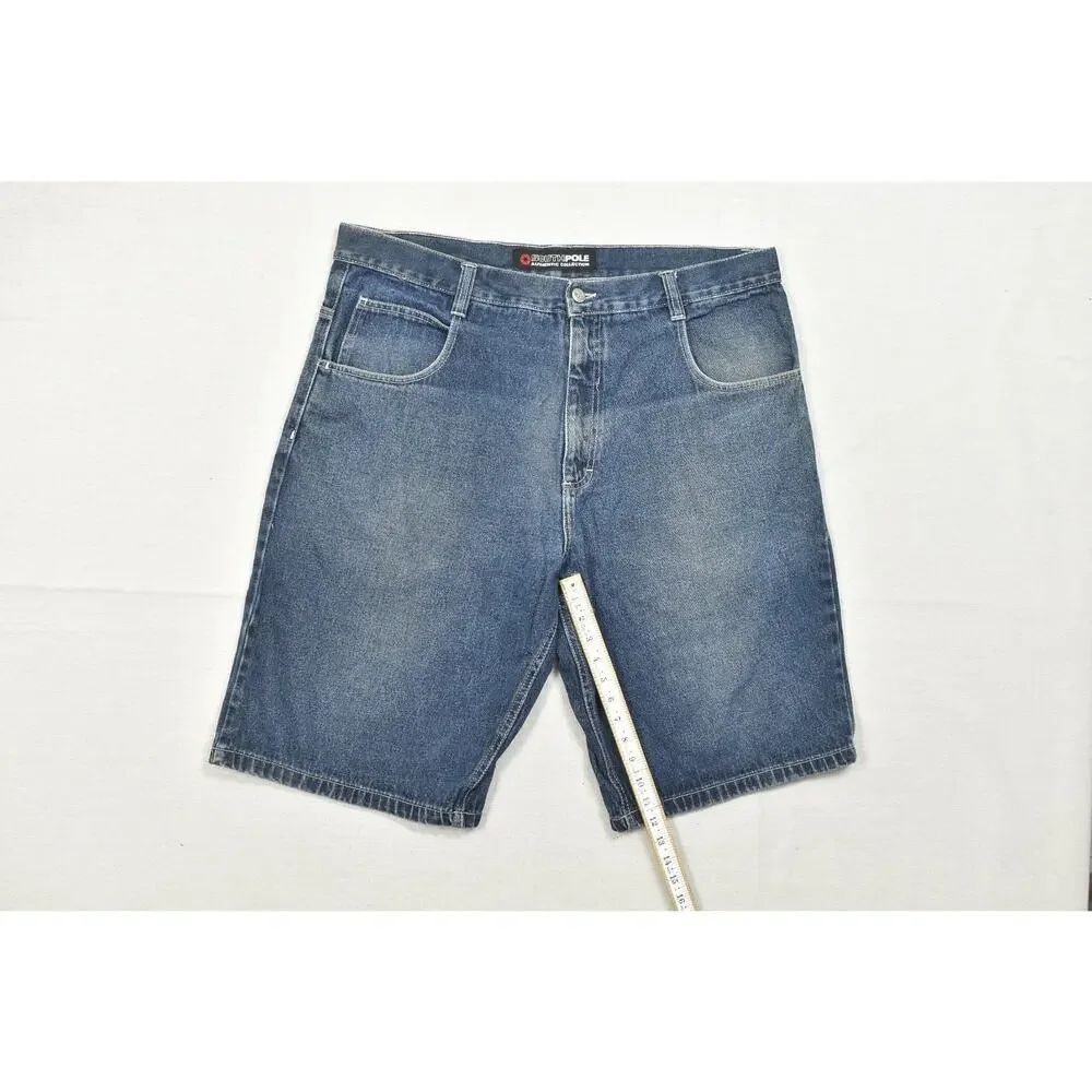 Southpole Men's Blue Denim Shorts Size 42 Baggy Loose Fit 100% Cotton Y2K